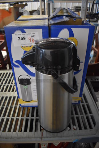 4 IN ORIGINAL BOX! Qualite Stainless Steel Air Pots. 6x8x17. 4 Times Your Bid!