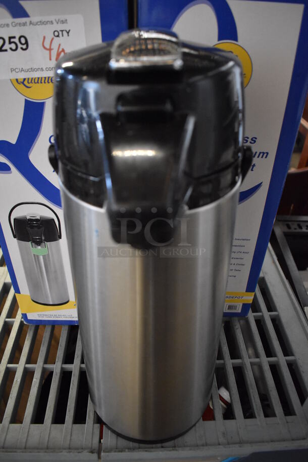 4 IN ORIGINAL BOX! Qualite Stainless Steel Air Pots. 6x8x17. 4 Times Your Bid! - Image 3 of 8