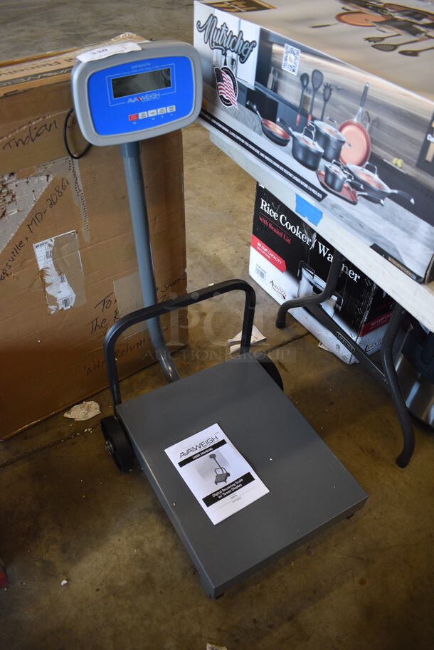 BRAND NEW IN BOX! AvaWeigh 334FS500TW Metal Commercial Floor Style 500 Pound Capacity Digital Receiving Scale with Tower Display - Missing AC Adapter. 19x28x38. Tested and Working! - Image 2 of 8