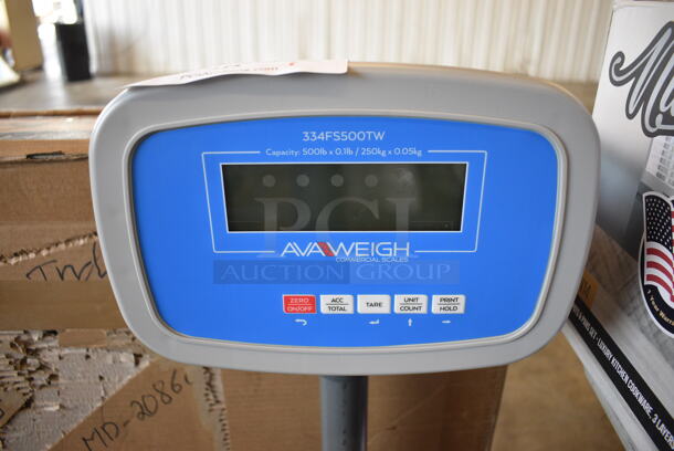 BRAND NEW IN BOX! AvaWeigh 334FS500TW Metal Commercial Floor Style 500 Pound Capacity Digital Receiving Scale with Tower Display - Missing AC Adapter. 19x28x38. Tested and Working! - Image 3 of 8