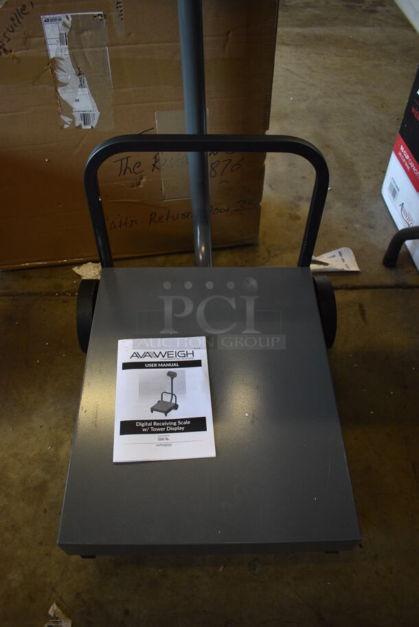 BRAND NEW IN BOX! AvaWeigh 334FS500TW Metal Commercial Floor Style 500 Pound Capacity Digital Receiving Scale with Tower Display - Missing AC Adapter. 19x28x38. Tested and Working! - Image 5 of 8