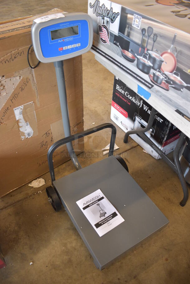 BRAND NEW IN BOX! AvaWeigh 334FS500TW Metal Commercial Floor Style 500 Pound Capacity Digital Receiving Scale with Tower Display - Missing AC Adapter. 19x28x38. Tested and Working! - Image 6 of 8