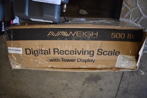 BRAND NEW IN BOX! AvaWeigh 334FS500TW Metal Commercial Floor Style 500 Pound Capacity Digital Receiving Scale with Tower Display - Missing AC Adapter. 19x28x38. Tested and Working! - Image 7 of 8
