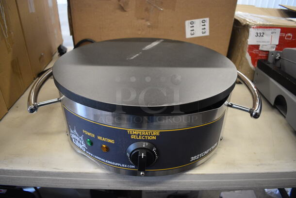 BRAND NEW SCRATCH AND DENT! Carnival King 382TCMPT16M Stainless Steel Commercial Countertop 16" Non-Stick Round Portable Crepe Maker. 208/240 Volts. 20x18x7. Tested and Working! - Image 1 of 7