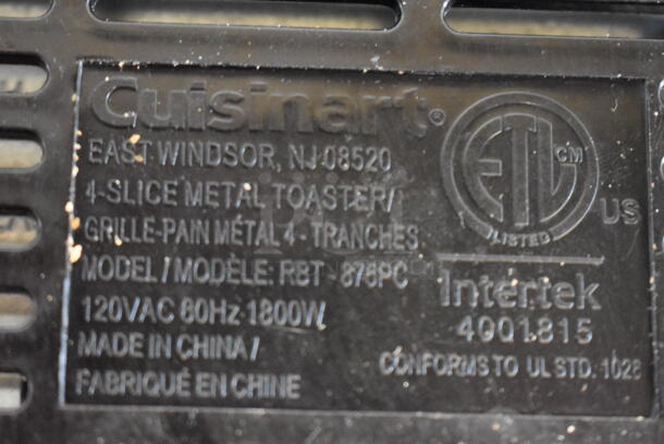 Cuisinart RBT-875PC Metal Countertop 4 Slot Toaster. 120 Volts, 1 Phase. 11x11x8 - Image 5 of 5