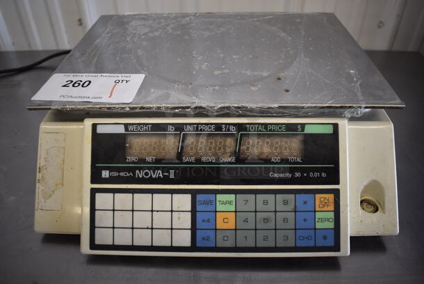Ishida NOVA-II Metal Commercial Countertop Food Portioning Scale. 120 Volts, 1 Phase. 14x16x5. Tested and Working!