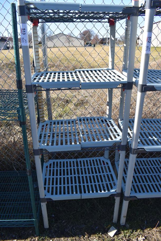 Metro Max Poly and Metal 4 Tier Wire Shelving Unit. BUYER MUST DISMANTLE. PCI CANNOT DISMANTLE FOR SHIPPING. PLEASE CONSIDER FREIGHT CHARGES. 24x18x63