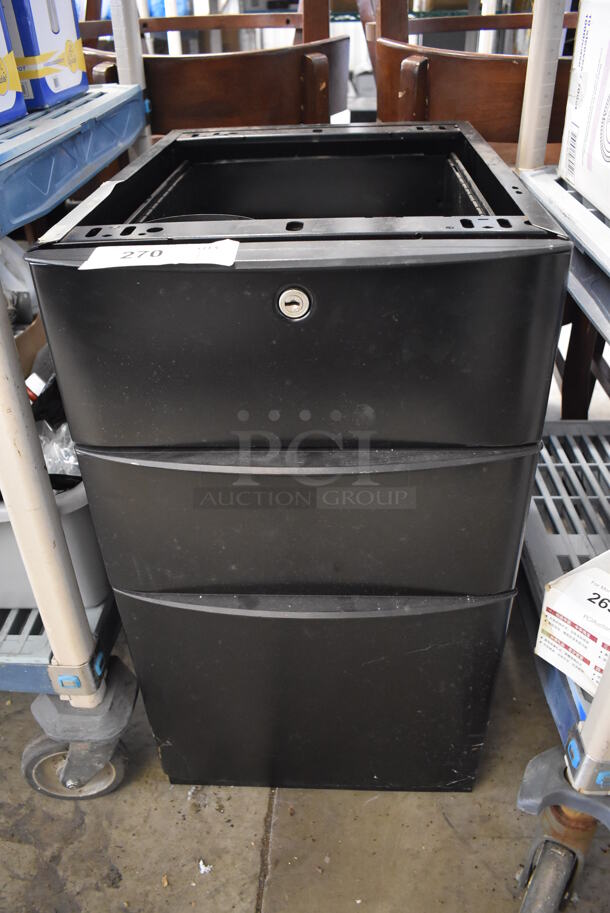 Black Metal 3 Drawer Filing Cabinet. 15x21x27 - Image 1 of 5