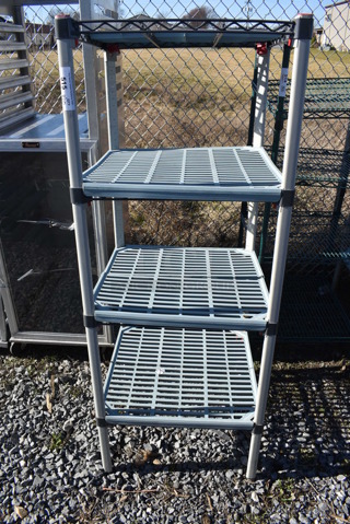 Metro Max Poly and Metal 4 Tier Wire Shelving Unit. BUYER MUST DISMANTLE. PCI CANNOT DISMANTLE FOR SHIPPING. PLEASE CONSIDER FREIGHT CHARGES. 24x24x63