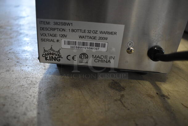 BRAND NEW IN BOX! Carnival King 382SBW1 Stainless Steel Commercial Countertop Single 32 oz. Sauce / Topping Bottle Warmer. 120 Volts, 1 Phase. 6.5x9x8.5. Tested and Working! - Image 5 of 5