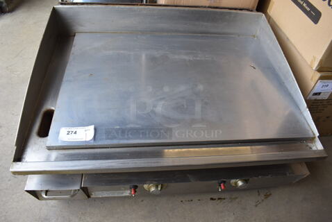 Keating 36BFLD MiraClean Stainless Steel Commercial Countertop Natural Gas Powered Chrome Top Flat Top Griddle. 37x32x17