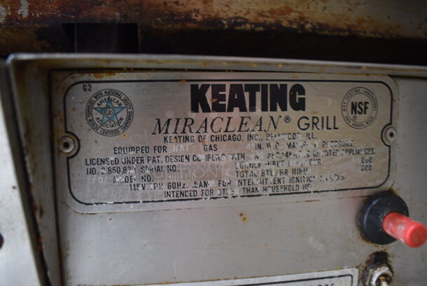 Keating 36BFLD MiraClean Stainless Steel Commercial Countertop Natural Gas Powered Chrome Top Flat Top Griddle. 37x32x17 - Image 7 of 8