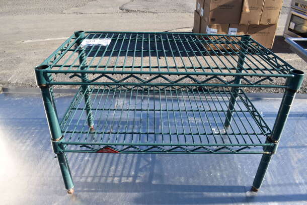 2 Metro Green Finish Wire Style Dunnage Racks. 14x24x7. 2 Times Your Bid!