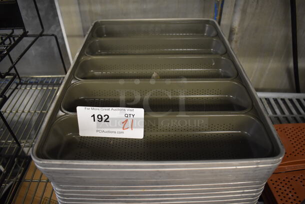 21 Metal 5 Compartment Perforated Baking Pans. 13x18x1. 21 Times Your Bid!