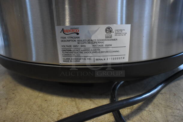 BRANDS NEW IN BOX! Avantco 177RCSA90 Stainless Steel Commercial Countertop 90 Cup Sealed Electric Rice Warmer. 240 Volts, 1 Phase. 22x18x18. Tested and Working! - Image 6 of 7