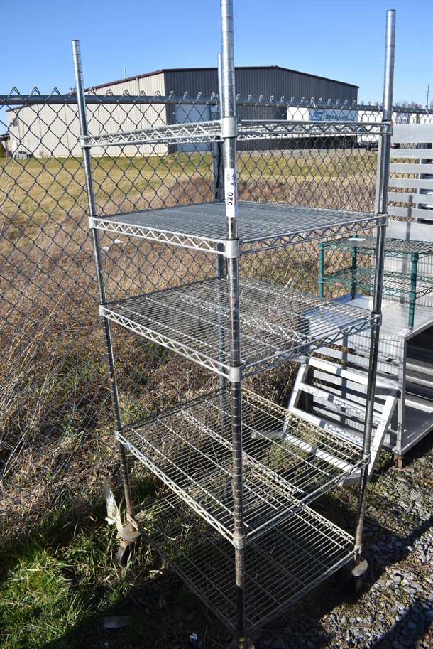 Chrome Finish 5 Tier Wire Shelving Unit on Commercial Casters. BUYER MUST DISMANTLE. PCI CANNOT DISMANTLE FOR SHIPPING. PLEASE CONSIDER FREIGHT CHARGES. 24x30x79 - Image 3 of 3