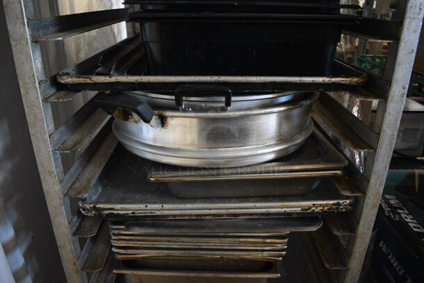 Metal Commercial Pan Transport Rack on Commercial Casters w/ 28 Metal Full Size Baking Pans and Contents. 20.5x26x70 - Image 4 of 6
