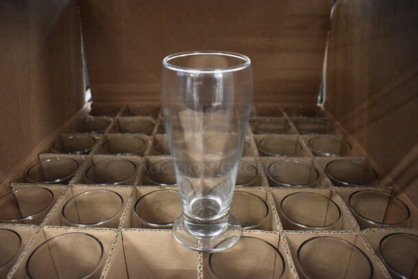 36 BRAND NEW IN BOX! Libbey 3812 12 oz Footed Ale Glasses. 2.5x2.5x6.5. 36 Times Your Bid!