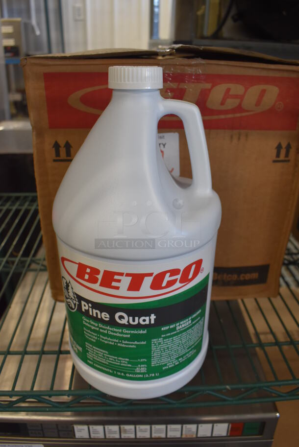4 BRAND NEW IN BOX! Betco Pine Quat One Step Disinfectant Jugs. 6x6x12. 4 Times Your Bid!