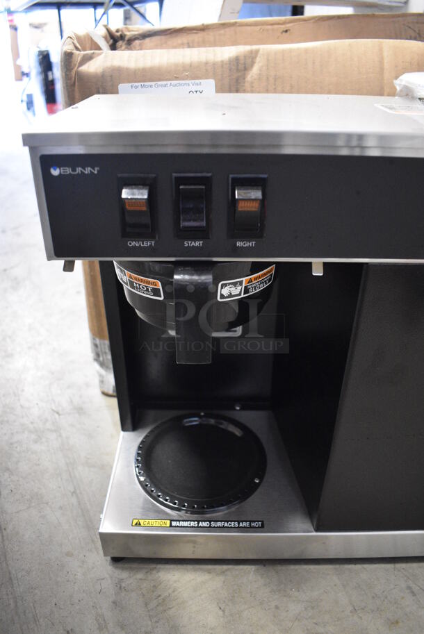 LIKE NEW! 2022 Bunn VLPF Stainless Steel Commercial Automatic Coffee Brewer with Two Lower Warmers and Poly Brew Basket. Used a Few Times at Trade Show as a Demonstration. 120 Volts, 1 Phase. 23.5x8x17. Tested and Working! - Image 4 of 8