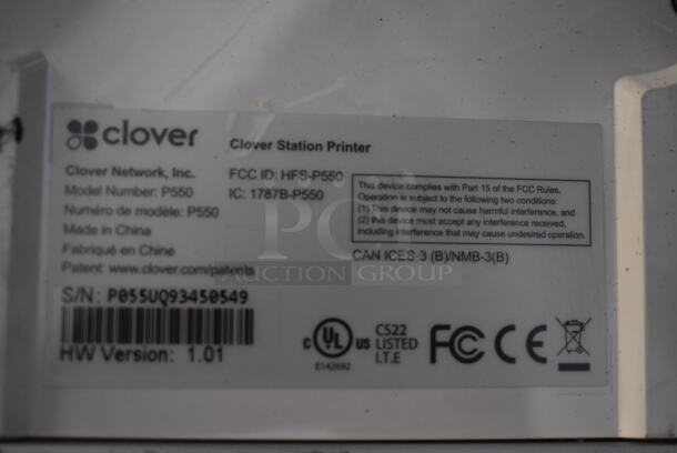 ALL ONE MONEY! Lot of Clover POS System; Clover C500 13" POS Monitor, Clover WF1008 Monitor, Clover P550 Receipt Printer, First Data FD130 Credit Card Reader and Metal Cash Drawer - Image 6 of 9