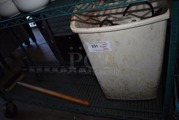 ALL ONE MONEY! Tier Lot of Various Items Including Trash Can and Coarse Cleaning Brush - Image 2 of 5