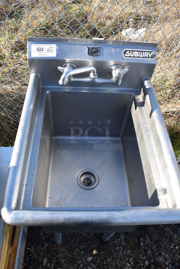 Duke Stainless Steel Single Bay Sink w/ Faucet and Handles. 22x27x42 - Image 4 of 5