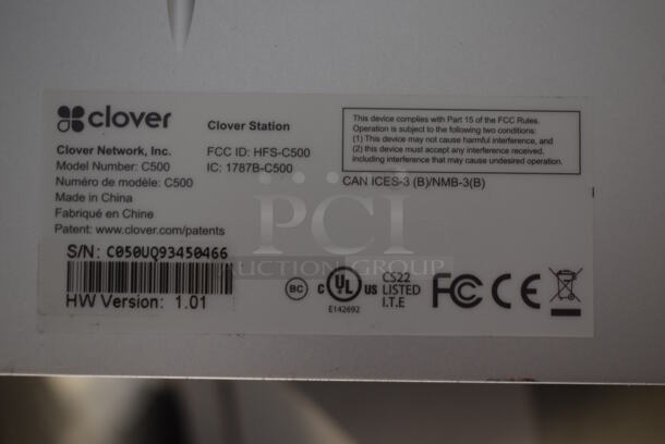 ALL ONE MONEY! Lot of Clover POS System; Clover C500 13" POS Monitor, Clover WF1008 Monitor, Clover P550 Receipt Printer, First Data FD130 Credit Card Reader and Metal Cash Drawer - Image 8 of 9