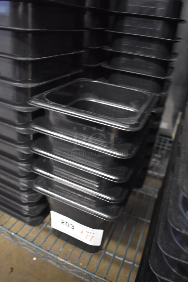 ALL ONE MONEY! Lot of 17 Cambro Black Poly 1/6 Size Drop In Bins. 1/6x6 - Image 2 of 4