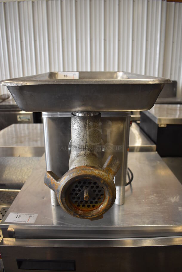 Berkel E-222 Stainless Steel Commercial Countertop Meat Grinder w/ Tray. 115 Volts, 1 Phase. 15.5x30x18. Tested and Working! - Image 6 of 6