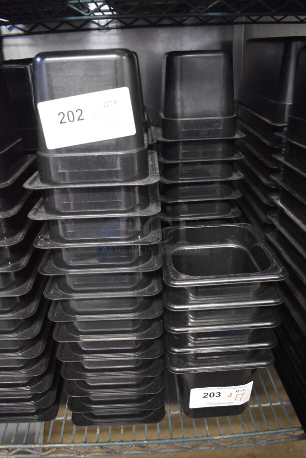 ALL ONE MONEY! Lot of 17 Cambro Black Poly 1/6 Size Drop In Bins. 1/6x6 - Image 3 of 4