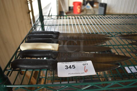 6 SHARPENED Stainless Steel Chef Knives. Includes 15". 6 Times Your Bid!