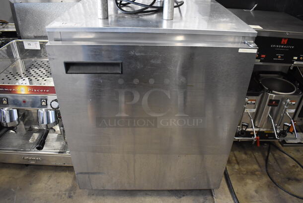 Delfield 406CA-DD1 Stainless Steel Commercial Single Door Undercounter Cooler on Commercial Casters. 115 Volts, 1 Phase. 27x28x32. Tested and Working! - Image 1 of 5