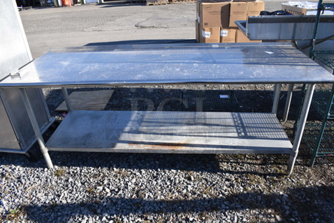 Stainless Steel Table w/ Metal Under shelf. 84x30x35