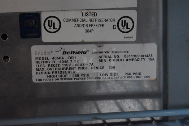 Delfield 406CA-DD1 Stainless Steel Commercial Single Door Undercounter Cooler on Commercial Casters. 115 Volts, 1 Phase. 27x28x32. Tested and Working! - Image 5 of 5