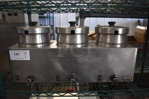 Server Stainless Steel Commercial 3 Well Food Warmer. 25.5x9.5x13. Tested and Working!