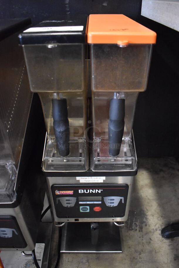 2012 Bunn MHG Stainless Steel Commercial Countertop 2 Hopper Coffee Bean Grinder. 120 Volts, 1 Phase. 9x17x29. Tested and Working!