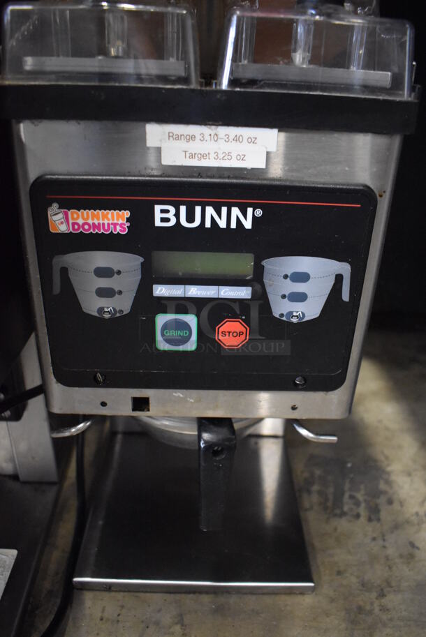 2012 Bunn MHG Stainless Steel Commercial Countertop 2 Hopper Coffee Bean Grinder. 120 Volts, 1 Phase. 9x17x29. Tested and Working! - Image 4 of 7