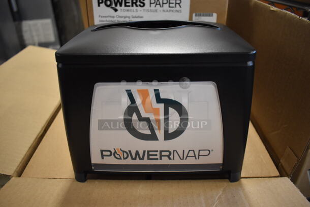 4 BRAND NEW IN BOX! Powers Paper 960-01 Black Poly Countertop PowerNap Charging Station Interfolded Napkin Dispensers. 8.5x7x8.5. 4 Times Your Bid! - Image 1 of 10