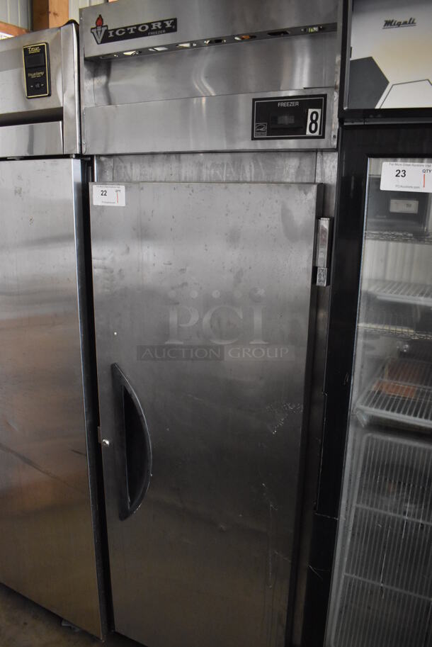 Victory VF-1 Stainless Steel Commercial Single Door Reach In Freezer on Commercial Casters. 115 Volts, 1 Phase. 26.5x33.5x84. Tested and Does Not Power On - Image 1 of 6