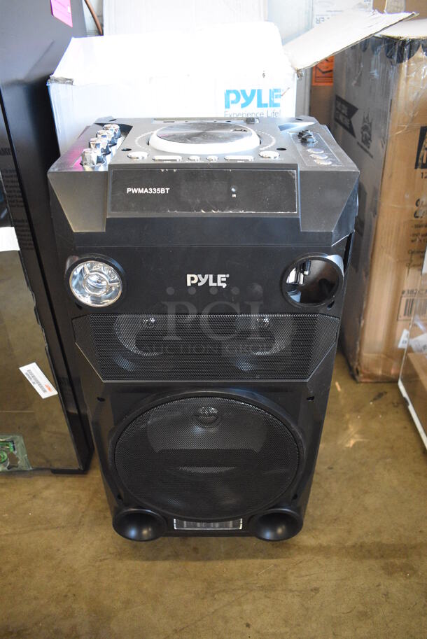 IN ORIGINAL BOX! Pyle PWMA335BT Portable Trolley Speaker. 100-240 Volts, 1 Phase. 12x12x24