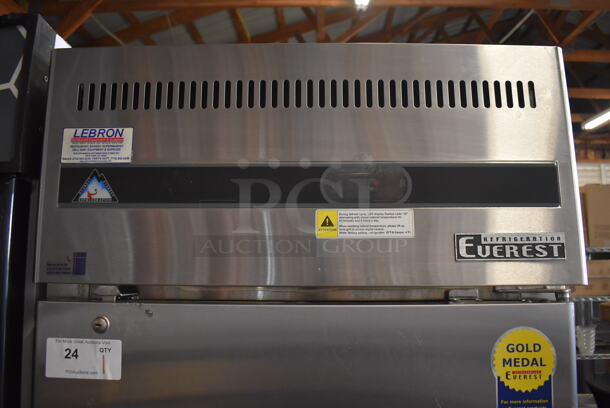 Everest ESR1 Stainless Steel Commercial Single Door Reach In Cooler w/ Poly Coated Racks on Commercial Casters. 115 Volts, 1 Phase. 29x32x79. Tested and Powers On But Does Not Get Cold - Image 2 of 5