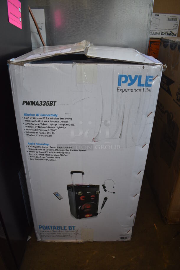 IN ORIGINAL BOX! Pyle PWMA335BT Portable Trolley Speaker. 100-240 Volts, 1 Phase. 12x12x24 - Image 7 of 8