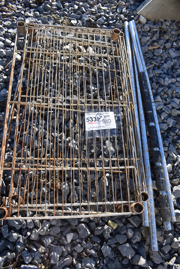 ALL ONE MONEY! Lot of 3 Chrome Finish Wire Shelves w/ 4 Poles. 23.5x13.5x1.5, 31" - Image 3 of 3