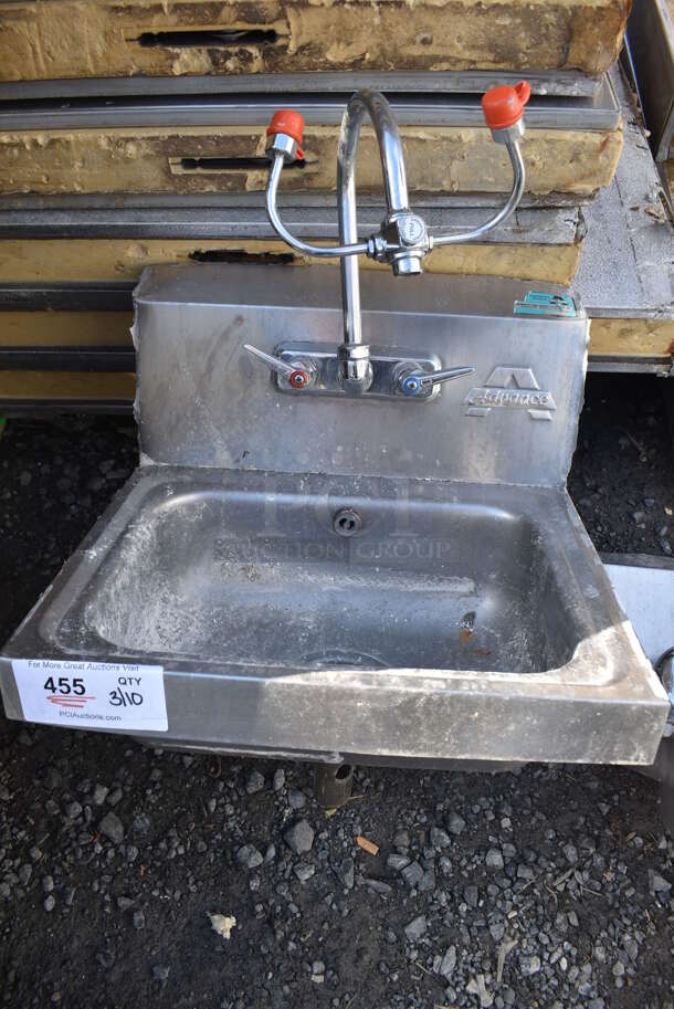 Advance Tabco Stainless Steel Commercial Single Bay Wall Mount Sink w/ Faucet and Handles. 17x15x24