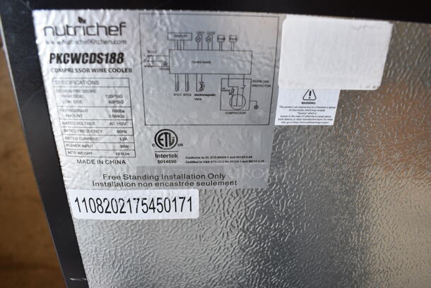 NutriChef PKCWCDS188 Metal Commercial Single Door Mini Wine Chiller Merchandiser. 115 Volts, 1 Phase. 13x19.5x33. Tested and Powers On But Does Not Get Cold - Image 6 of 6