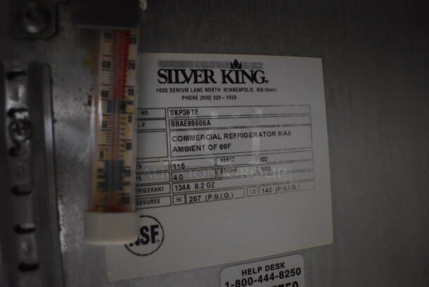 Silver King SKP3612 Stainless Steel Commercial Sandwich Salad Prep Table Bain Marie Mega Top on Commercial Casters. 115 Volts, 1 Phase. 36x35x46.5. Tested and Powers On But Does Not Get Cold - Image 6 of 7