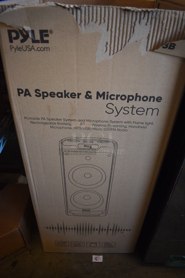 IN ORIGINAL BOX! Pyle PSUFM1288B Portable PA Speaker System and Microphone System. 13x13x31 - Image 7 of 12