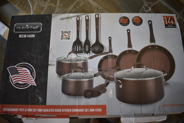 BRAND NEW SCRATCH AND DENT! NutriChef NCCW14SBR Kitchenware Pots and Pans Set - Image 1 of 8