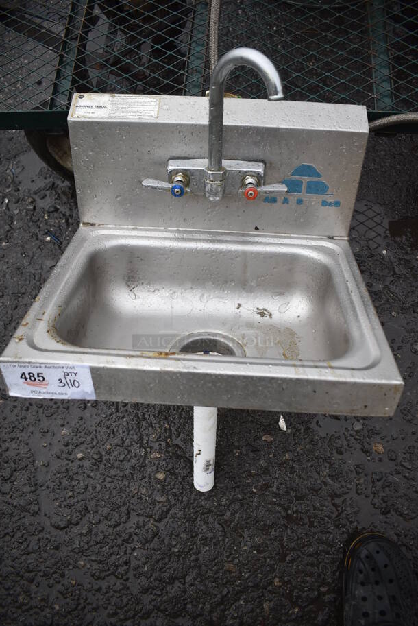 Advance Tabco Stainless Steel Commercial Single Bay Wall Mount Sink w/ Faucet and Handles. 17.5x15x24